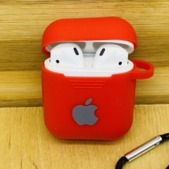 Чехол силиконовый для Airpods 1/2 .Цвет:красный