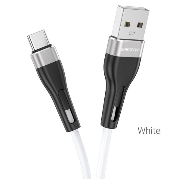 borofone-bx46-rush-silicone-charging-data-cable-for-usb-c-white